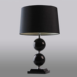 现代简约装饰台灯创意纯黑色水晶底座客厅卧室床头灯具 布艺灯罩
