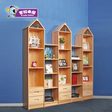 创意儿童书柜书架组合 卡通实木城堡小书架 简易松木书橱置物架