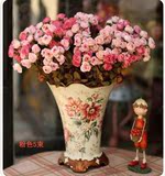 仿真花48头浆果玫瑰欧式油画色彩假花客厅婚庆绢花家居装饰品包邮