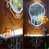 欧式田园铁艺浴室壁挂镜子 卫生间装饰全身镜 美容院化妆镜梳妆台