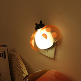创意智能声光控感应甲壳虫小夜灯可爱卧室LED灯 插电座壁灯床头灯