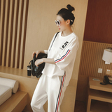 2016夏季新款女韩版休闲宽松运动套装纯棉印花T恤哈伦裤两件套