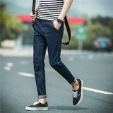 夏季薄款小脚牛仔裤男弹力修身型韩版有弹性铅笔裤男裤青年九分裤