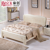 实木床白色中式橡木床1.51.8米简约现代白蜡木床水曲柳双人床包邮