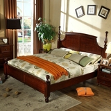 美式乡村卧室家具 实木双人床 1.8米黑胡桃色实木床新古典美式床