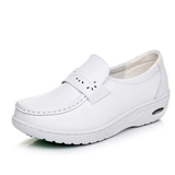 新款护士鞋冬季加绒棉鞋白色真皮气垫坡跟防滑保暖短靴妈妈鞋