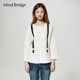 Mind Bridge专柜春季新品拼接韩版假两件针织衫MQKT226A