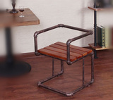 创意水管电脑椅子 美式复古铁艺餐椅实木休闲椅子时尚咖啡厅椅子