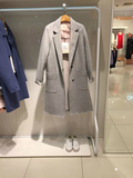 代购专柜正品ENC女装2016春宽松灰色西装式中长外套大衣