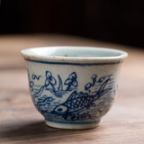 景德镇手绘 仿古青花瓷茶具 铁锈斑特色茶杯 普洱单杯 个人茶碗