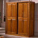 实木衣柜全实木衣柜榆木衣柜两门推拉门衣柜1.6米中式衣柜大衣橱
