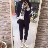 2016秋新韩国代购时尚气质西装九分休闲西裤OL纯色女两件套装