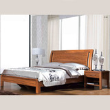 木质宜家虎斑实木床1.5米1.8米双人床新中式床储物高箱床原木组装