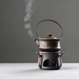 饮致 日式酒精灯煮茶炉陶瓷煮茶壶功夫茶具套组烧水粗陶提梁茶壶
