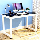 钢木写字台书桌简约钢化玻璃电脑桌 台式家用办公桌 1.2米