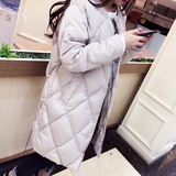 棉袄女2015新款潮韩版冬中长款菱形格加厚羽绒棉衣面包棉服外套冬