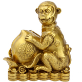 开光纯铜十二生肖猴子摆件 黄铜如意猴家居摆件 大号猴如意礼品