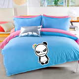 朗绮家纺卡通磨毛炫酷熊猫四件套1.5米被套床上用品1.8米被罩床单
