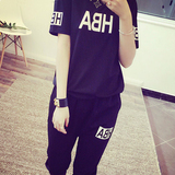 2016春秋韩版女装休闲时尚运动服套装女夏季七分裤短袖T恤两件套