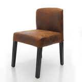 cn简约新古典复古实木餐椅美式拉扣椅子真皮橡木化妆椅
