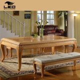 美国LEO力欧 家庭美式餐桌台球桌原木色进口榉木 豪华手工雕刻台