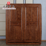 光明家具 卧室实木家具橡木移门衣柜现代中式全实木整体衣柜衣橱