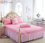全棉床罩床裙单件1.5米1.8m床纯棉夹棉床套床单欧式床尾开叉床盖