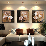 油画花卉现代简约客厅装饰画有框画三联画餐厅挂画沙发背景墙壁ds