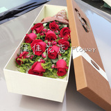 杭州鲜花速递11朵红色玫瑰花礼盒花店同城配送情人节预定生日送花