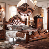 欧式床双人床 1.8米实木床 古典 公主床 卧室皮床 美式 别墅家具