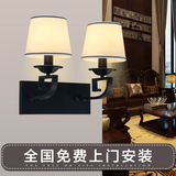 新中式壁灯床头灯双头简约现代客厅灯卧室灯楼梯灯过道灯欧式灯具