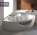 珀美奥工厂直销1.4米1.7米扇形亚克力浴缸冲浪按摩双裙边浴缸2010