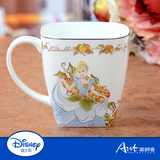 迪士尼授权骨质瓷杯子 公主水杯时尚牛奶杯卡通马克杯陶瓷杯400ml