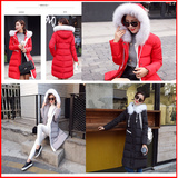 2015冬装新款韩版修身羽绒棉服女长款过膝大毛领棉衣加厚棉袄外套