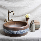 莫耶中式陶瓷卫浴台上盆  仿古卫浴台盆艺术洗面洗手盆  青花贴花