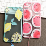 西瓜柠檬iphone6plus手机壳粉色苹果6挂绳外壳6p情侣清新保护套壳