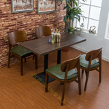 新品咖啡厅实木桌椅复古甜品店奶茶店简约餐桌休闲西餐厅桌椅组合