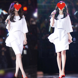 2016春季新款明星同款五分袖荷叶边韩版中长款修身显瘦连衣裙女