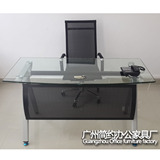 广州简约现代办公桌 钢化玻璃 大中班台 主管经理桌老板台可定制