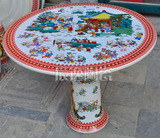 陶瓷桌子凳子套装手绘粉彩瓷器桌子休闲圆桌瓷凳阳台庭院装饰