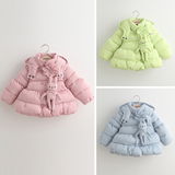 精品童装2015冬季韩版外贸童装女童可爱兔子挂件加厚棉衣棉服外套