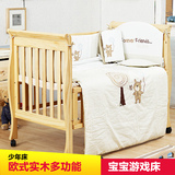 小硕士欧式婴儿床实木白色宝宝床可变书桌多功能婴儿床童床bb床