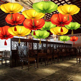现代中式荷叶吊灯布艺灯具浪漫个性餐厅过道仿古典东南亚荷花灯笼