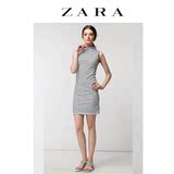 ZARA 女装2016春夏中长款t恤 修身针织棉包臀条纹弹力打底连衣裙
