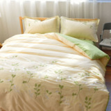 全棉田园小清新绣花四件套纯棉1.8m床刺绣被套床单式绿色床上用品