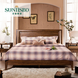 圣蒂斯堡全实木美式床双人床1.5米卧室简约日式实木床1.8米靠背床