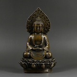 小号纯铜佛像 铜佛祖像带背光如来佛祖铜阿弥陀佛像佛教用品摆件