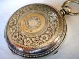收藏古董怀表： 二百年前的 英国 6厘米 特大号 带表链 银壳怀表