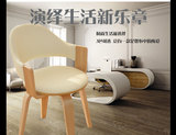 宜家北欧餐椅旋转椅曲木实木皮面日式韩式简约现代咖啡椅特价包邮