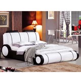 皮床双人床真皮床软床储物时尚婚床1.8米现代简约黑白个性汽车床